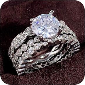 RKKOJJO 925 Sterling Silver Cubic Zirconia Stacking Ring 2Ct Diamond Ring Engagement Ring Wedding Band Rings for Women in Saudi Arabia