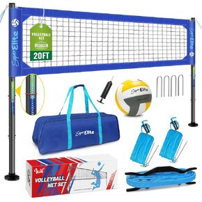 Portable Professional Volleyball Net Set with Aluminum Adjustable Height Poles, Heavy Duty Nets Sets System with Easy-Pulldown Tensioner, 2 Scoring Poles for Outdoor, Backyard, Beach, Lawn in Kuwait