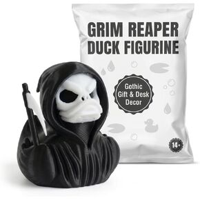 Grim Reaper Duck Figurine - Halloween Gothic Decor - Spooky Rubber Duck for Jeep Ducking - Horror Duck Collectible for Cruise Ship Hiding - Car Dashboard Accessory - Scary Duck - 3D Printed in Canada in Kuwait