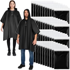 Zhehao 40 Pcs Rain Ponchos Bulk for Adults Homeless Unisex Reusable Rain Ponchos Raincoat with Drawstring Hood Waterproof Portable Raincoats Jacket for Men Women in Kuwait