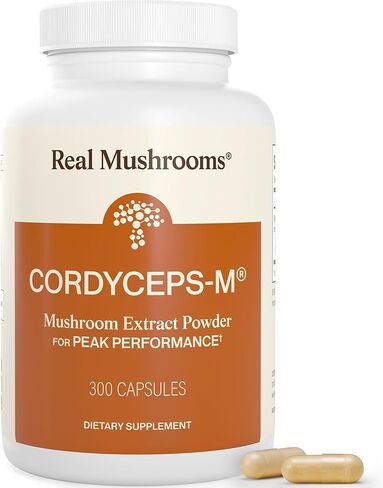 Real Mushrooms Cordyceps Capsules - Performance Mushroom Extract Supplement with Organic Militaris for Energy Immune Support Vegan Supplement, Non-GMO, 300 Caps in Kuwait