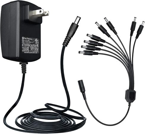 محول طاقة ANLINK 12 فولت 3 أمبير 6 أقدام، تيار متردد 100-240 فولت إلى تيار مستمر 12 فولت 3 أمبير (3000 مللي أمبير) وكابل مقسم طاقة 8 اتجاهات لكاميرات المراقبة CCTV/DVR/NVR/أضواء شريط LED والمزيد، ETL/FCC (6 أقدام، 20AWG) in Kuwait