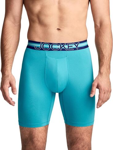 Jockey Men's Underwear, Mens Boxer Briefs With Pouch, Sport Stability Microfiber 9" Long Leg Boxer Brief in Saudi Arabia