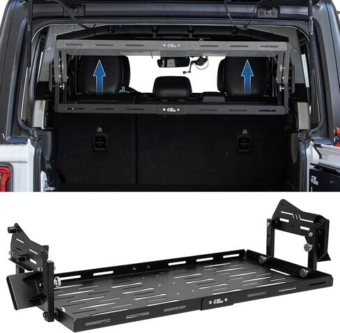 JOYTUTUS Rear Cargo Rack Basket with Gas Shock Compatible with 2007-2018 Wrangler JK (Only for Hard Top), 350 LBS Capacity Trunk Storage Rack, Pet Barrier Molle Panel in Kuwait