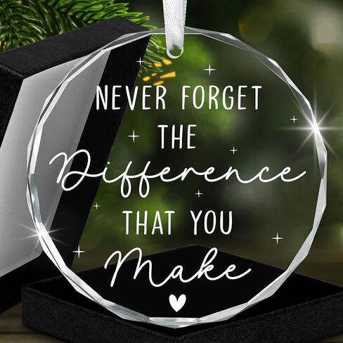 OASSIE Thank You Gifts for Women - Never Forget The Difference You Make Golden Trim Heart Shaped Ornament - Teacher Appreciation Gifts, Retirement Farewell Gift for Teacher Coworker Boss in Kuwait