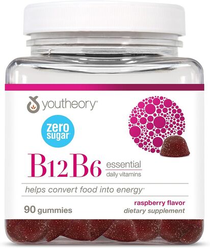 Youtheory B12B6 - Vegan Vitamin B6 & Vitamin B12 - Offers Brain Health, Energy & Immunity Support* - Dairy, Soy & Gluten Free - 60 Gummies in Saudi Arabia