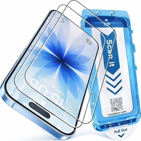 واقي شاشة بيوريتي لهاتف iPhone 8 Plus / 7 Plus - عبوة من 3 قطع (مع إطار تركيب) من الزجاج المقوى متوافق مع iPhone 8 Plus، iPhone 7 Plus (3 عبوات) in Kuwait