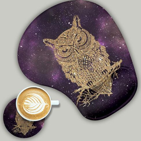 2 Pack Gaming Mouse Pad and Coaster,Ergonomic Mouse Pad with Wrist Support Gel,Non-Slip PU Base,Easy Typing Pain Relief Effect,Suitable for Office and Home (Cute Cow) in Kuwait