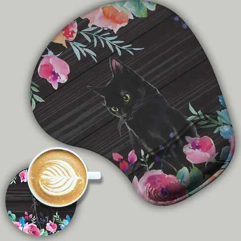 2 Pack Gaming Mouse Pad and Coaster,Ergonomic Mouse Pad with Wrist Support Gel,Non-Slip PU Base,Easy Typing Pain Relief Effect,Suitable for Office and Home (Cute Cow) in Kuwait