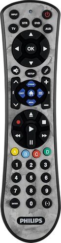 جهاز تحكم عن بعد عالمي، 4 أجهزة، للاستخدام مع Samsung، Vizio، LG، Sony، Sharp، Apple TV، HiSense، TCL، أجهزة التلفاز الذكية، مشغلات البث، Blu-ray، Marble، لمسة نهائية سهلة التنظيف، SRP4320M/27 من Philips in Saudi Arabia