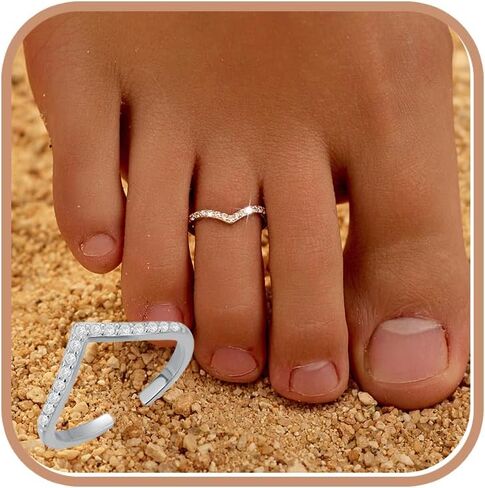 White CZ Heart Toe Ring for Women 925 Sterling Silver Cool Cute Simple Promise Toe Rings Dainty Trendy Stackable Minimalist Adjustable Barefoot Jewelry Dangle Love Anklet Band Beach Wedding Ring in Kuwait