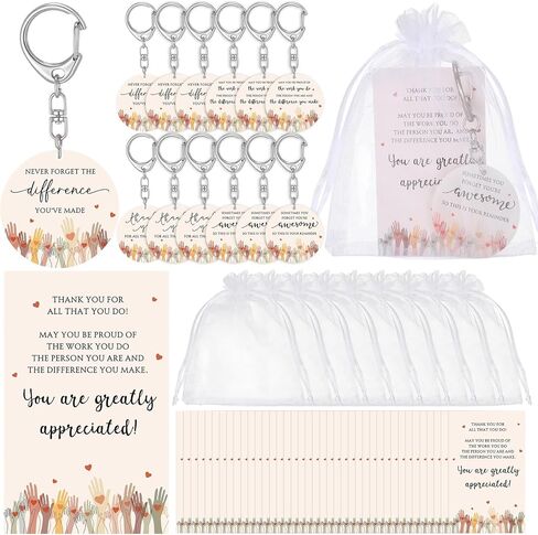 Sureio Volunteer تقدير هدية شكرا لك على مجموعة المفاتيح مع البطاقات وحقيبة هدية الموظفين المتطوعين ، 4 أنماط in Kuwait