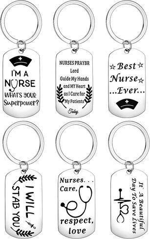 Hicarer 6 Pcs Cna Gifts for Women Men Cna Week Keychains Nurse Appreciation Gifts for Nursing Medical Doctor Rn Practitioners(Round Style) in Saudi Arabia