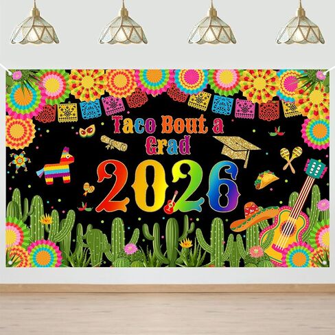 Avezano Mexican Fiesta Backdrop Taco Bout A Grad 2025 Banner Banner Fiesta Thief Congrats Grad Party Supplies of 2025 Banner 70.8 × 43.3 inch in Saudi Arabia