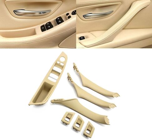 مقبض الباب 7pcs لـ BMW 5 Series F10 F11 Driver Side Pront Left Window Window Window Wover Wover Cover Cover Inside Bull Pull Presentive for BMW 523 525 528 535 (Black) in Saudi Arabia