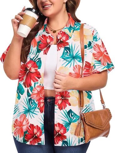Western Button Down Shirt Women: Cowgirl Short Sleeve Boho Tops Hawaiian Tropical Graphic Tees Summer Vacation Outfit in Saudi Arabia