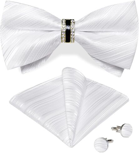 Dibangu Men's Paisley Floral Bow Ties مسبقًا أزرار أكمام مربعة مربعة in Kuwait