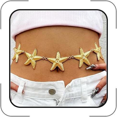 Shell Waist Chain for Women Gold Sea Shell Waist Belt Pirate Plus Size Starfish Waist Chain Dainty Summer Beach Body Chain Jewelry Pirate Waist Chain in Kuwait