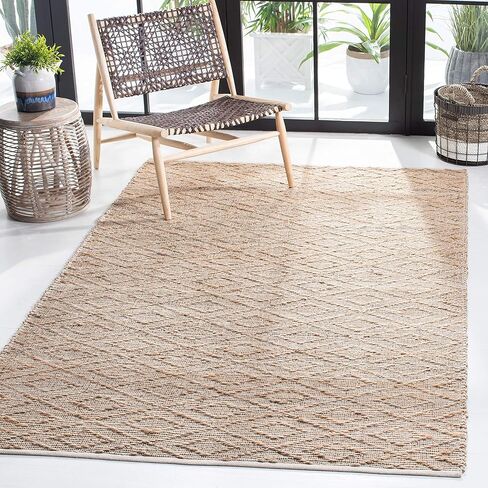 SAFAVIEH Natural Fiber Collection Runner Rug - 2'3" x 8', Natural, Natural Jute Design, Ideal for High Traffic Areas in Living Room, Bedroom (NFB601A) in Saudi Arabia