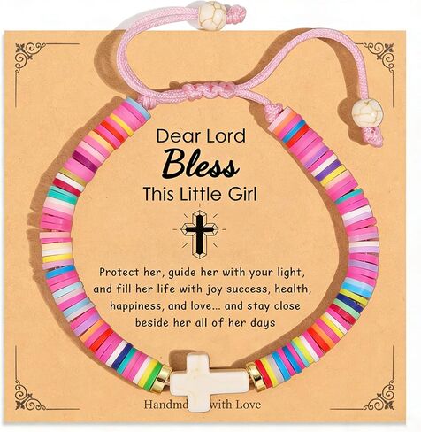 First Communion Gifts for Girls, Catholic Cross Bracelet First Holy Communion Decorations Baptism Confirmation Gifts for Daughter Granddaughter Niece Goddaughter in Saudi Arabia