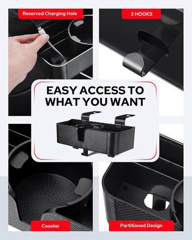 Benlari Car Headrest Backseat Organizer with 3.7" Cup Holder - 3 in 1 Seat Back Organizer Headrest Hooks, Multifunctional Storage for Car Backseat Travel Accessories (2pcs) in Kuwait