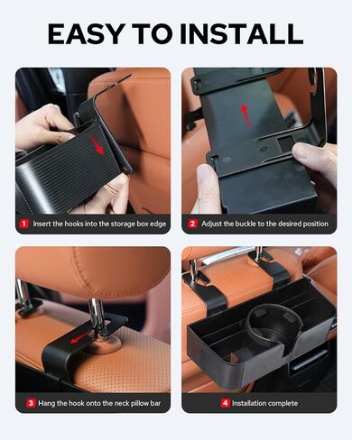 Benlari Car Headrest Backseat Organizer with 3.7" Cup Holder - 3 in 1 Seat Back Organizer Headrest Hooks, Multifunctional Storage for Car Backseat Travel Accessories (2pcs) in Kuwait