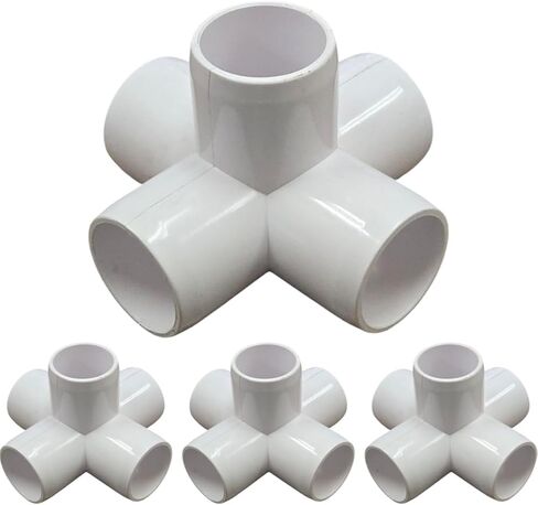 1" 5-Way Cross Furniture Grade PVC Fitting in White, UV-Resistant, Impact-Proof, 1.315" Actual Socket Diameter (4) in Kuwait