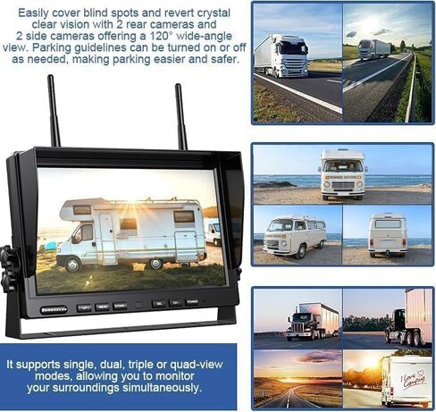 ZEROXCLUB 1080P Wireless Backup Camera System for RV Trailer Truck Camper,10 Inch DVR Monitor w/Recording IR Night Vision Digital Wireless Rear View Camera Adapter for Furrion Pre-Wired RVs,BW101SL in Kuwait