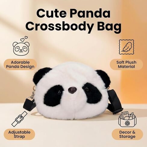 Kawaii Panda Head Plush Bag Crossbody Wallet Shoulder Bag Coin Pouch Accessories Money Bag for Students Teens Girls Boys (Panada) in Kuwait