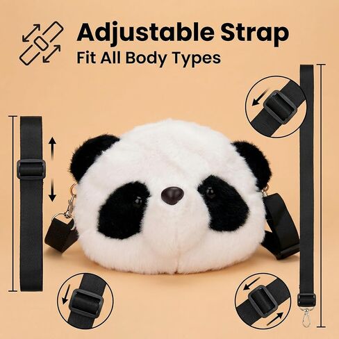 Kawaii Panda Head Plush Bag Crossbody Wallet Shoulder Bag Coin Pouch Accessories Money Bag for Students Teens Girls Boys (Panada) in Kuwait