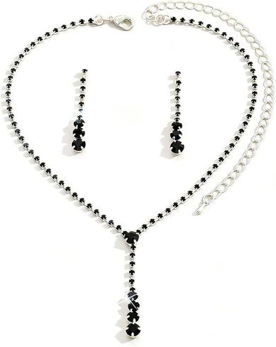 Otxas Silver Jewelry Set for Women Wedding Jewelry Sets for Brides Dainty Rhinestone Jewelry Set for Women Wedding Accessories for Brides in Kuwait