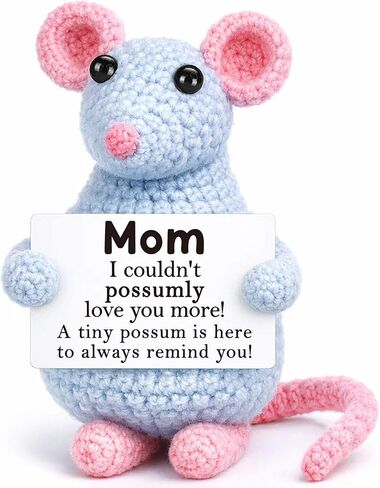 LEJIAJINW Emotional Cheer Up Inspirational Gifts for Women Friends Sister Birthday Ideas, Mini Cute Positive Crochet Opossum Funny Fathers Day for Him Men Boyfriend Dad Husband Anniversary Valentines in Kuwait