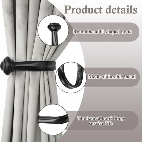 Silver Nickel Curtain Tiebacks - Modern Wall-Mounted Holdbacks, Durable Curtain Hooks for Drapes & Window Treatments, Elegant Curtain Holders for Wall,2 Pack in Kuwait