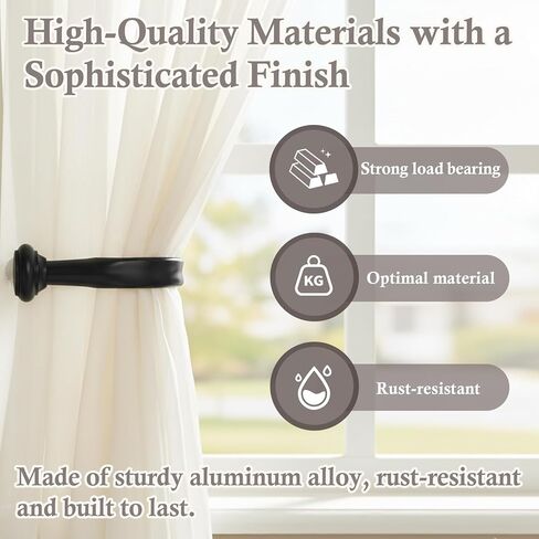 Silver Nickel Curtain Tiebacks - Modern Wall-Mounted Holdbacks, Durable Curtain Hooks for Drapes & Window Treatments, Elegant Curtain Holders for Wall,2 Pack in Kuwait