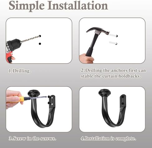 Silver Nickel Curtain Tiebacks - Modern Wall-Mounted Holdbacks, Durable Curtain Hooks for Drapes & Window Treatments, Elegant Curtain Holders for Wall,2 Pack in Kuwait