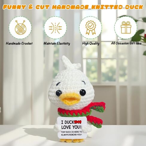 Handmade Positive Crochet Animal Emotional Support Snowman Cute Mini Animals Stuffed Funny Knitted Doll Emotional Support Plushies Unique Xmas Gift for Mom Women Lovers Friends in Kuwait