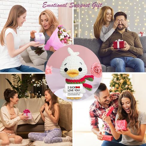 Handmade Positive Crochet Animal Emotional Support Snowman Cute Mini Animals Stuffed Funny Knitted Doll Emotional Support Plushies Unique Xmas Gift for Mom Women Lovers Friends in Kuwait