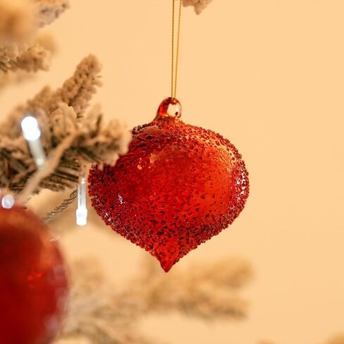 زينة عيد الميلاد من الزجاج المنفوخ الشفاف (مجموعة من 12)، زينة من الزجاج الثلجي، زينة عيد الميلاد من الزجاج الكريستالي المنفوخ يدويًا in Saudi Arabia