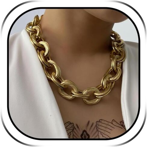 choice of all Chunky Gold Necklace Statement Necklace for Women Punk Chunky Chain Necklaces Dainty Gold Choker Accessories Jewelry for Women Trendy in Kuwait
