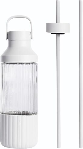 BEAST Health® Glass Water Bottle, 25 oz, Borosilicate Glass, Leak-Proof, Reusable Straw System, Portable Carry Cap, BPA-Free, Dishwasher Safe (Mist) in Kuwait