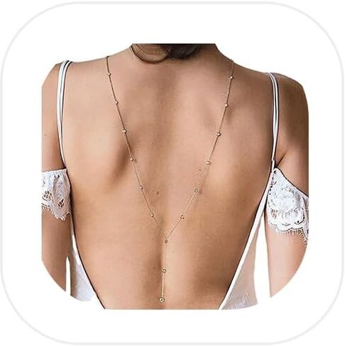 Rhinestone Long Drop Back Chain Jewelry Rhinestone Bridal Back Necklace Sexy Crystal Shoulder Chain Necklace Wedding Backdrop Chain Jewelry for Women in Saudi Arabia