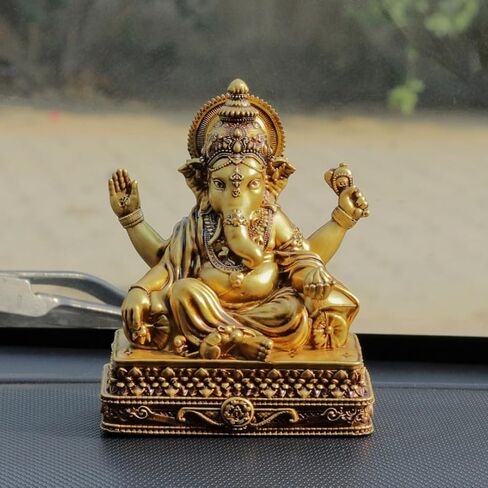 Ganesha Car Dashboard Ganesha Statue for Car Resin Vighnaharta Ganesha Idol Car and Home Decor Item Ganesh Murti Statue for Gift (Pack-1) Height -3.5 inch in Saudi Arabia