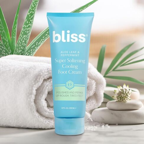 Bliss - Aloe Leaf & Peppermint Foot Cream | Super Softening AHA Exfoliating Cooling Cream | Exfoliator & Moisturizer | Vegan | Cruelty Free | Paraben Free | 4.0 fl. oz. in Kuwait