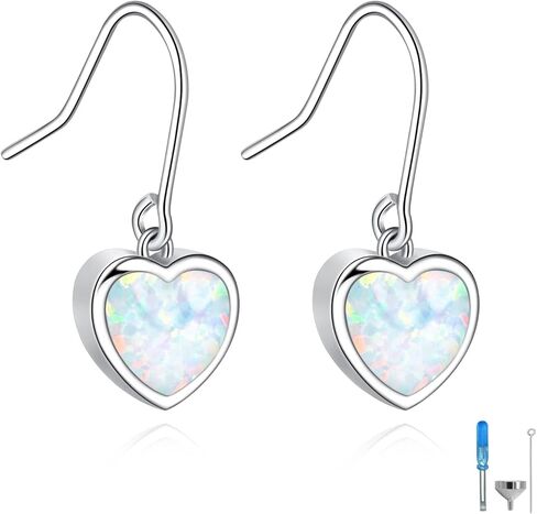 Sterling Silver Opal Teardrop Urn Earrings Keepsake Memorial Cremation Jewelry Earrings for Ashes for Women in Kuwait