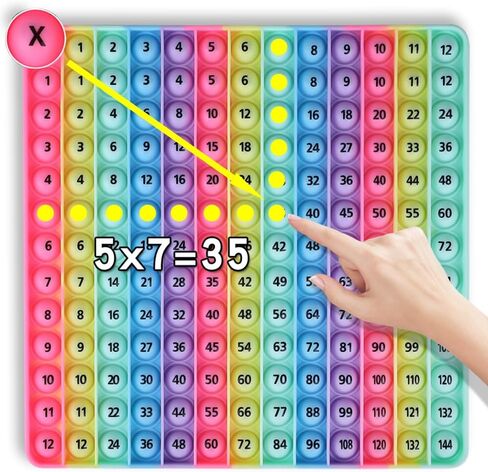 Multiplication Game Table​ pop and Digital Addition Tables 12x12 Multiplication Table Math Toys, Yadisheng Rainbow Dimple Fingertip Toys, Math Operations it Multiplication ​Chart Board in Kuwait