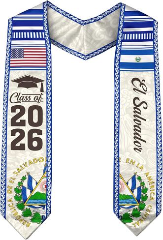 CHIARA CONTI11 Salvadorans American Flag Graduation Sash 2025, Salvadorans Graduation Sash, El Salvador Graduation Stole 2025 in Kuwait