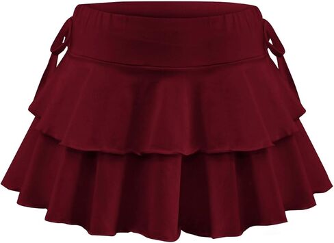 Girls Summer Tennis Tiered Skirts Athletic High Waisted Ruffle Mini Skirts with Shorts in Kuwait