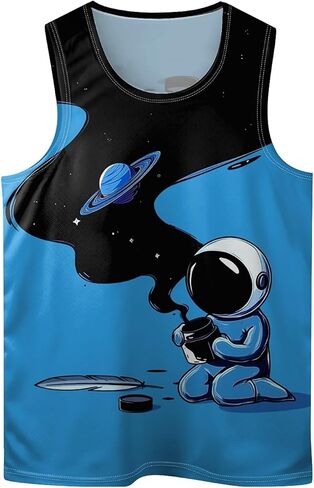 Cool Skull Mens Beach Tank Tops Novelty Graphic Quick Dry Sleeveless Shirt for Beach Workout S-4XL in Kuwait
