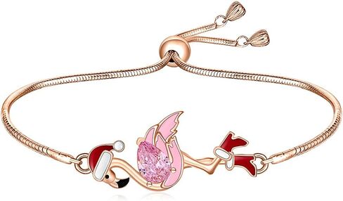Fenthring Flamingo Bracelet Sterling Silver for Women Cute Animal Cross Rose Gold Pink Bird Flamingo Friendship Bracelets Jewelry Christmas Holiday Summer Gifts in Saudi Arabia