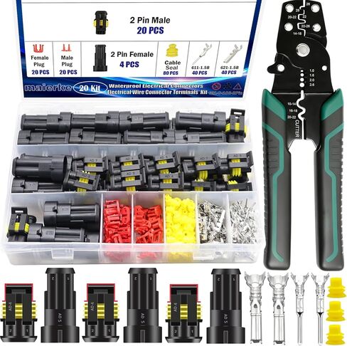 1008PCS 63 Sets Waterproof Automotive Electrical Connectors Waterproof Wire Connectors Automotive Replacement Ignition Plug Connectors 1/2/3/4/5/6 Pin with Ratcheting Crimper Pliers in Kuwait